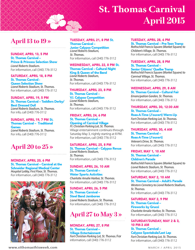 2015 St. Thomas Carnival Schedule